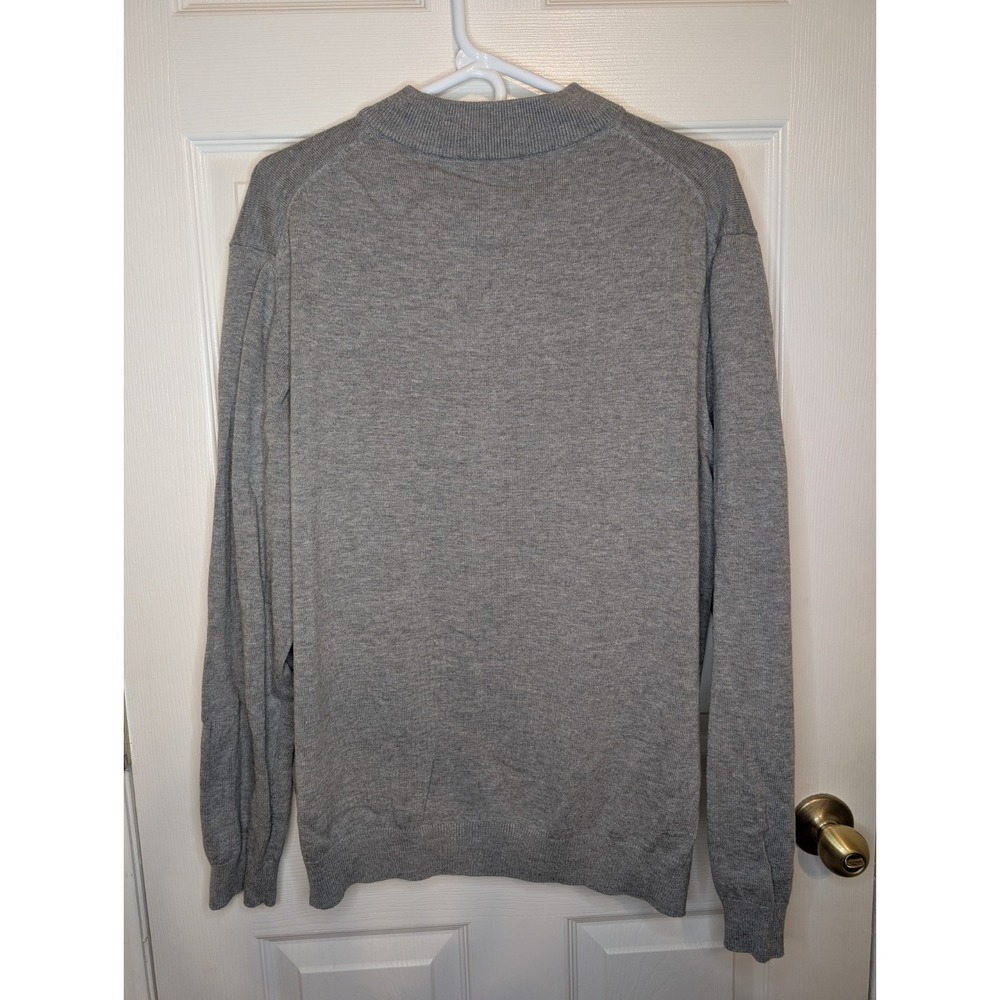 Club Room Mock Neck Long Sleeve Light Gray Quarter Zip Sweater Pullover Men's XL - Picture 3 of 6